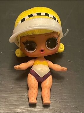 lol doll Yellow-Haired Doll with Purple & White Swimsuit - Kids Toy